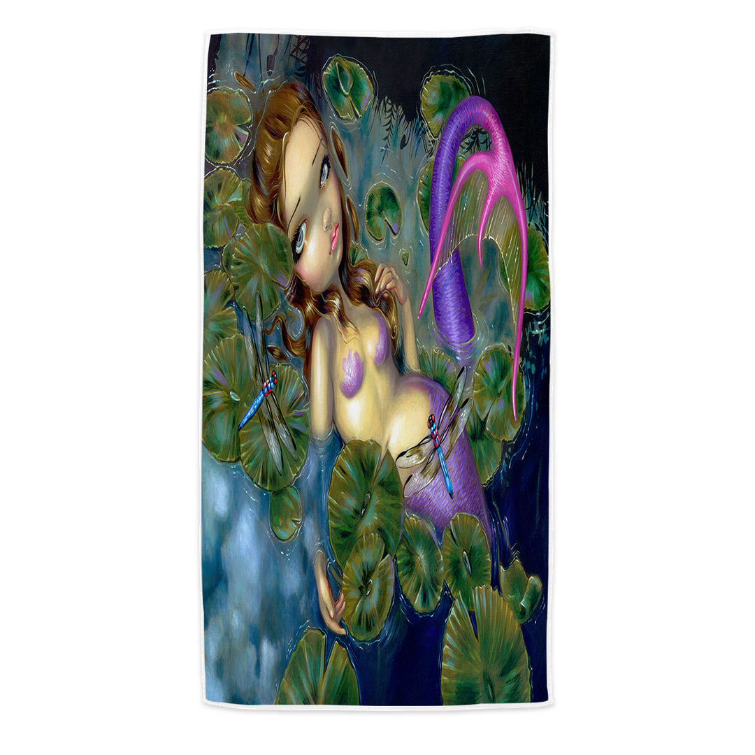 Lily Pads Dragonflies Pond Dragonfly Mermaid Swims Towel