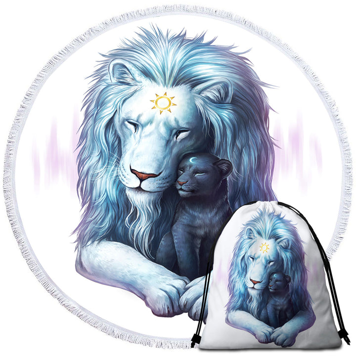 Lion Beach Towels Child of Light Sun Moon Cub and Lion