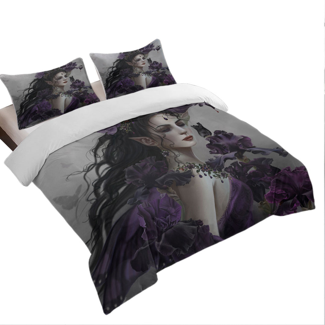 Liriel Portrait Beautiful Purple Elf Woman Coverlets