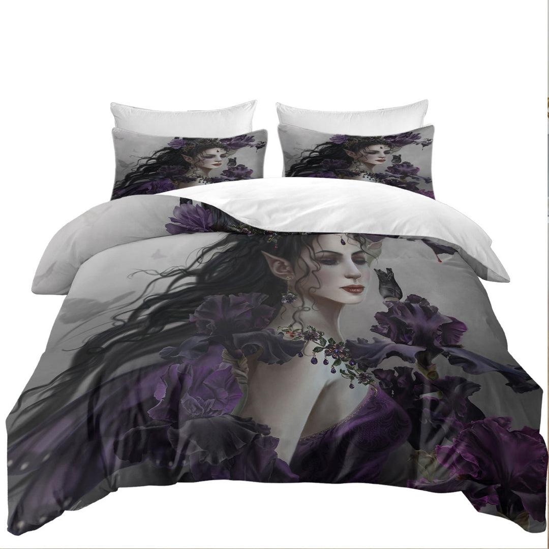 Liriel Portrait Beautiful Purple Elf Woman Duvet Cover