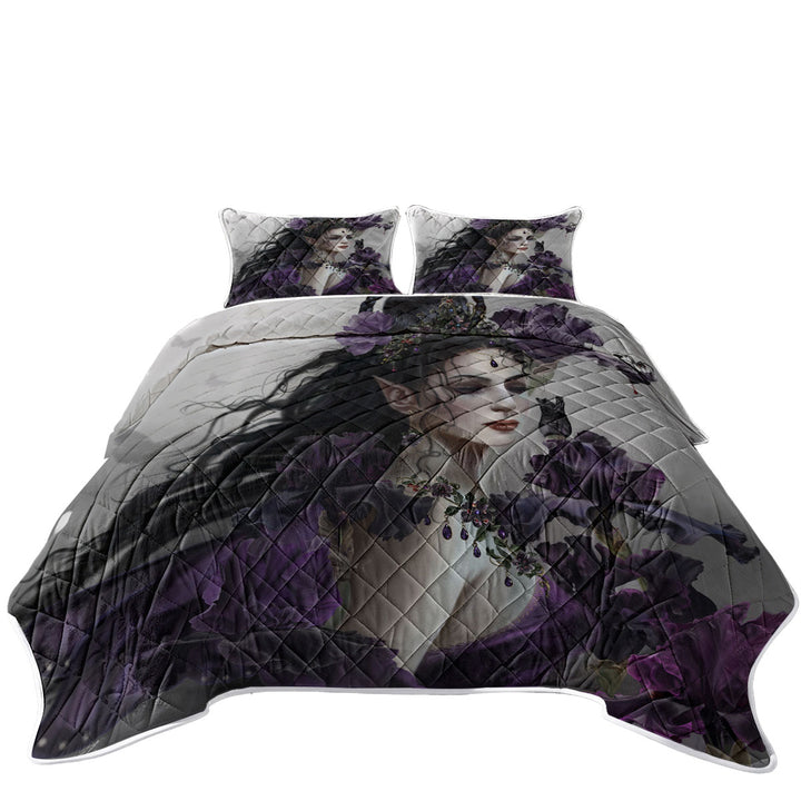 Liriel Portrait Beautiful Purple Elf Woman King Quilt