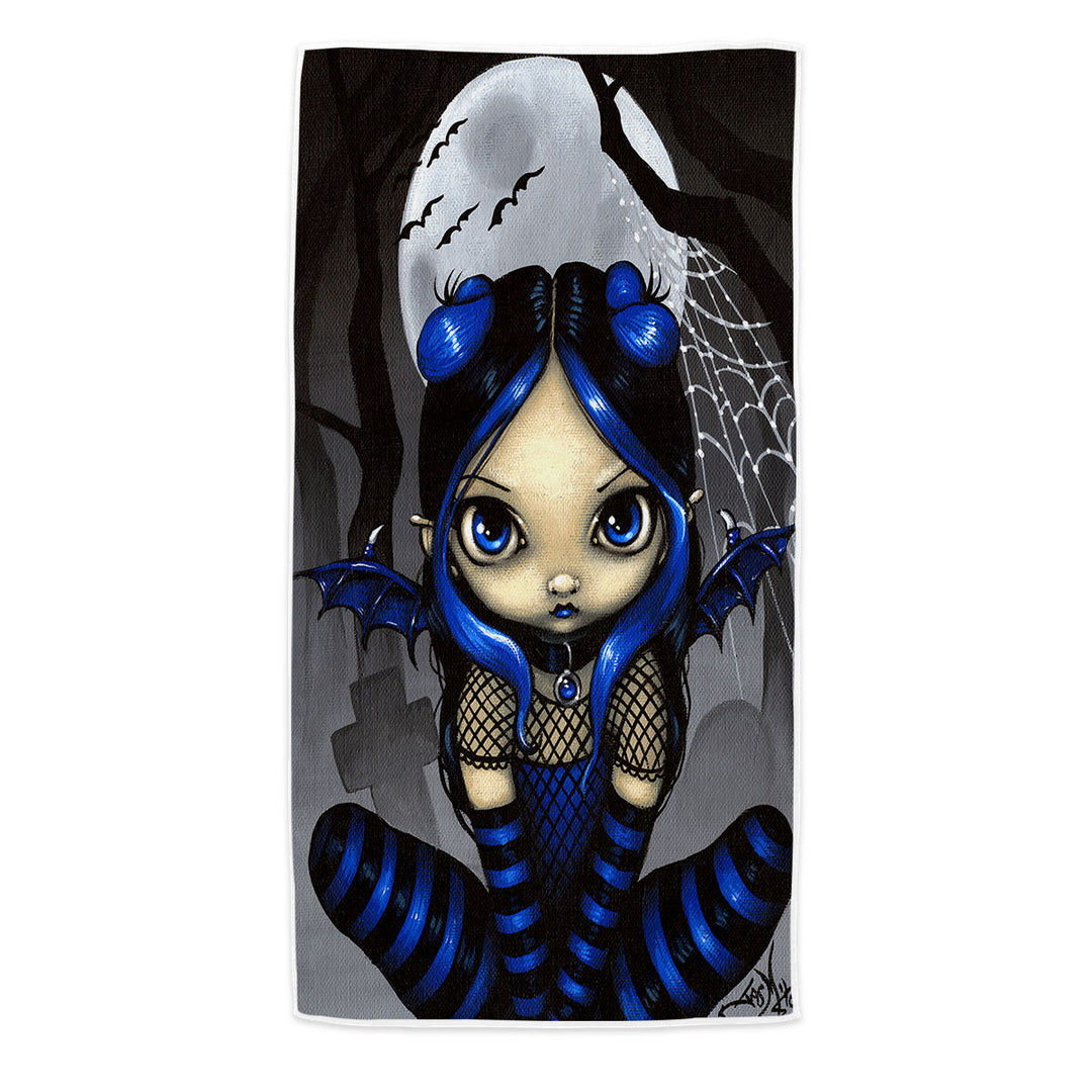 Little Batty Goth Girl and Bats Microfibre Beach Towels