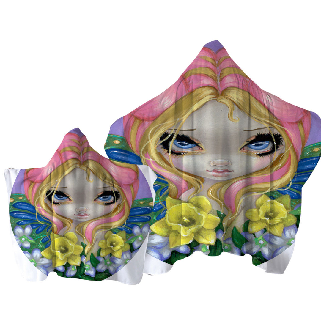 Little Bit of Spring Beautiful Big Eyed Fairy Towel Hoodie