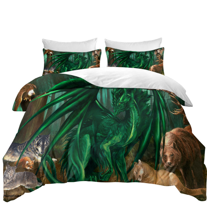 Lord of the Forest Animals the Green Dragon Duvet Cover