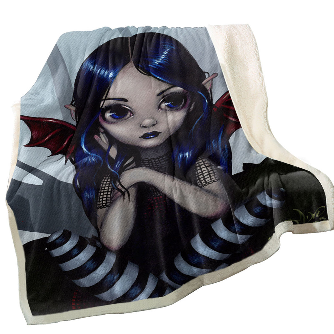 Lost_ But Not Worried Little Goth Fairy Throw Blanket