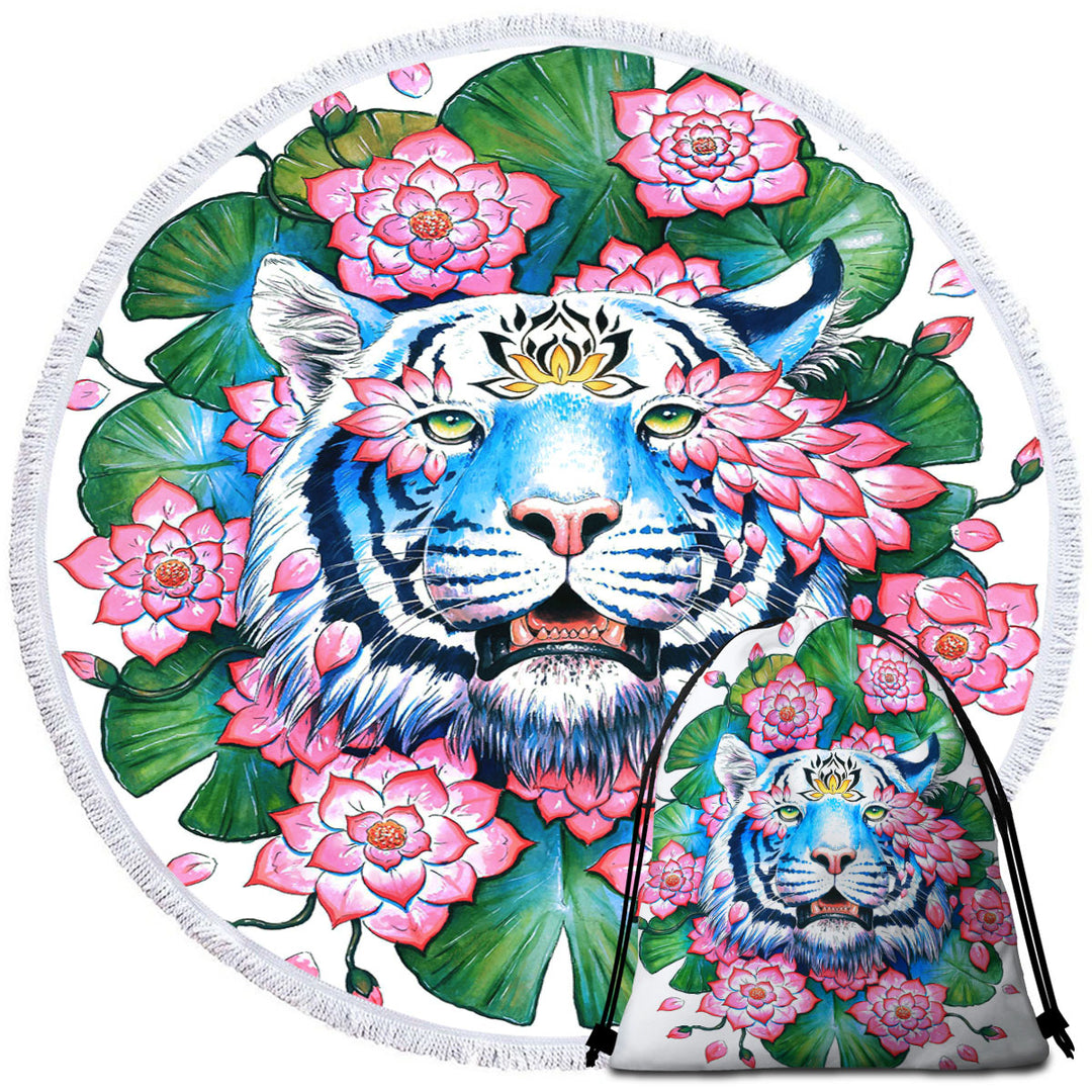 Lotus Effect Tropical Tiger Round Beach Towel