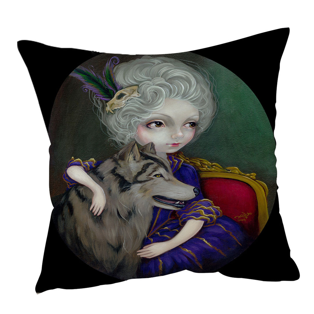 Loup Garou Big Eyed Beautiful Girl and Her Wolf Cushion