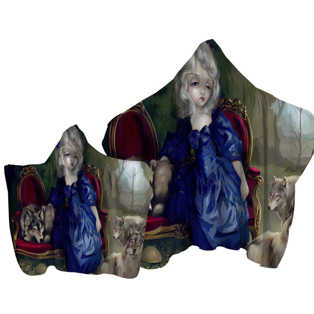 Loup Garou Fine Art the Sadness Girl and Wolves Towel Hoodie