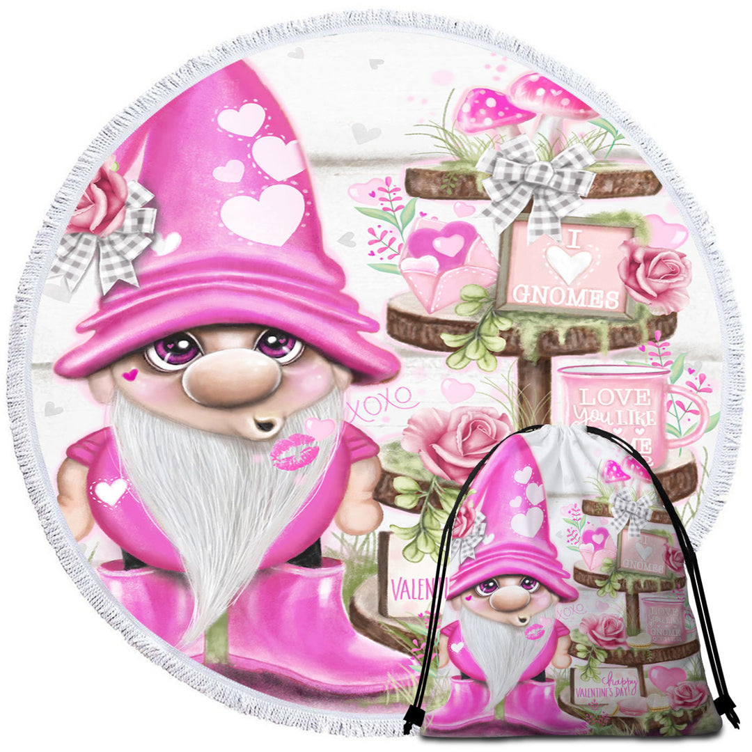 Love Microfibre Beach Towels Pink Valentine Lil Gnome