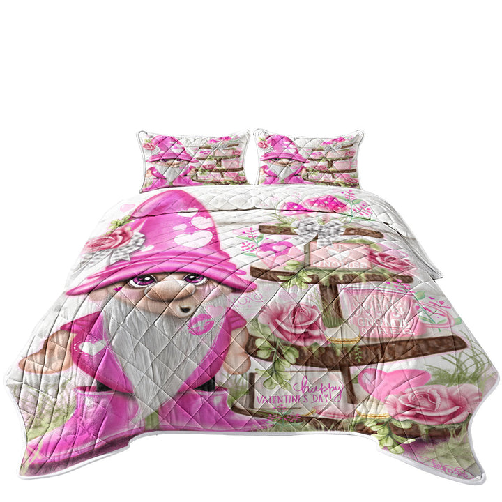 Love Pink Valentine Lil Gnome Coverlets