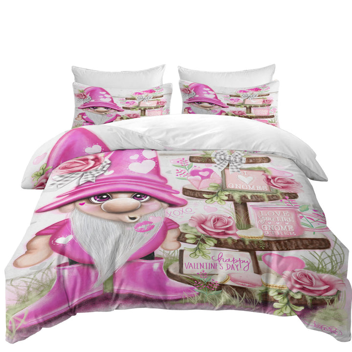 Love Pink Valentine Lil Gnome Duvet Cover sale