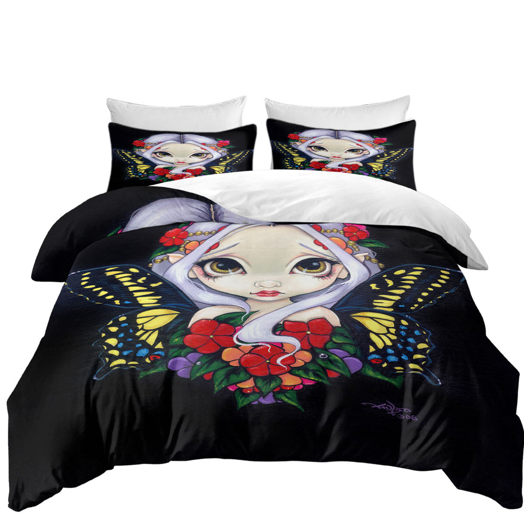 Lovely Big Eyed Fairy and Flowers Impatiens Fairy Twin xl Duvet Covers