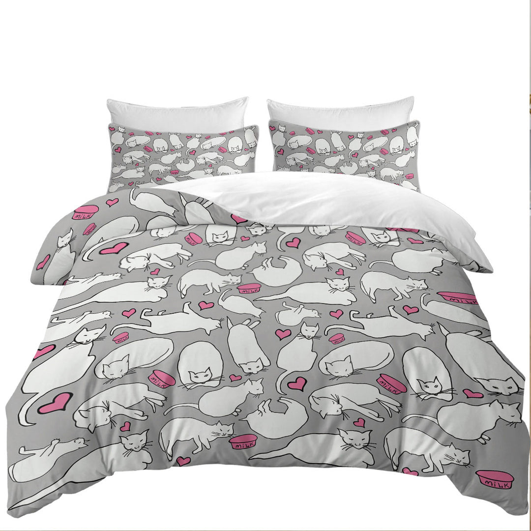 Lovely Cats Drawings Duvet Cover