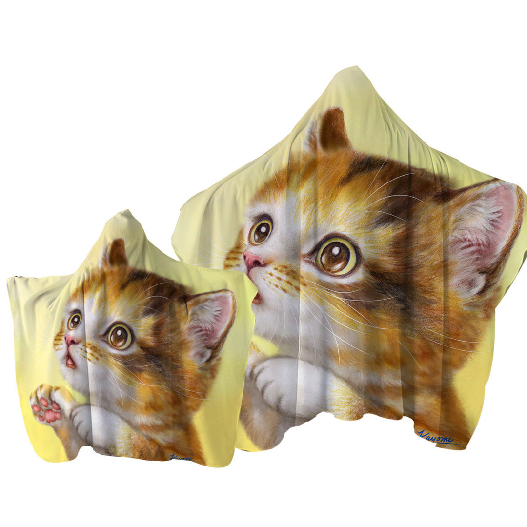 Lovely Cats Painting Curious Kitten Towel Hoodie