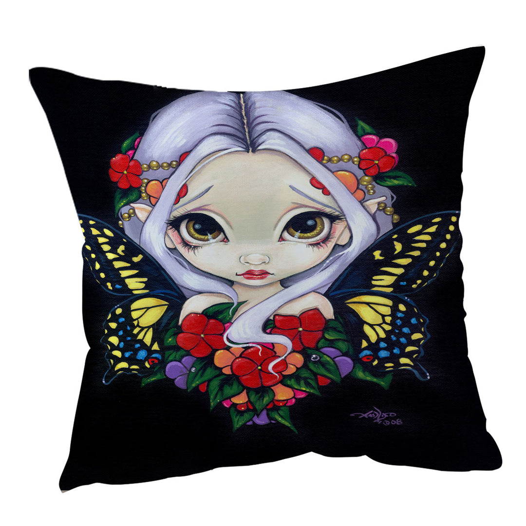 Lovely Cushions Big Eyed Fairy and Flowers Impatiens Fairy