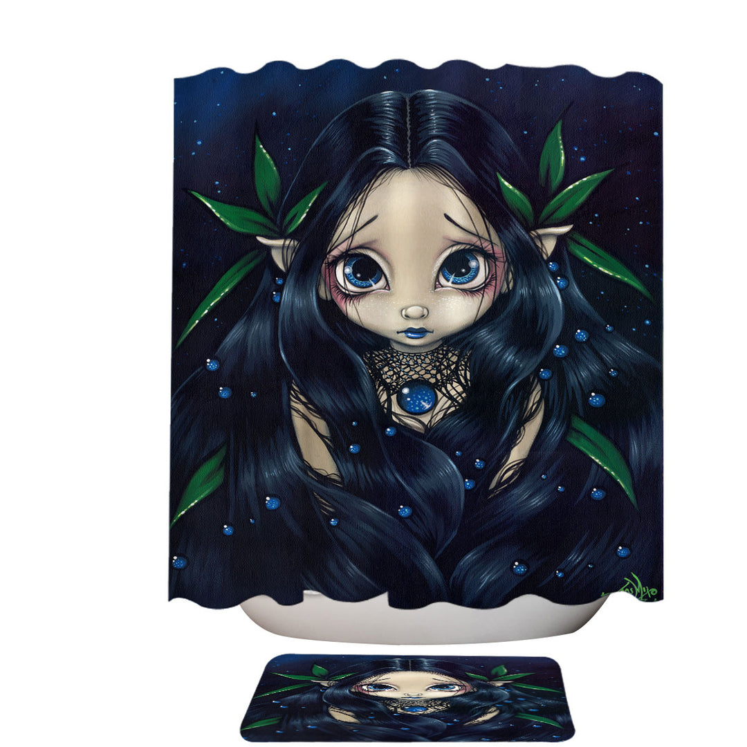 Lovely Fabric Shower Curtains is the Night Dark Raven Hair Elf Fairy