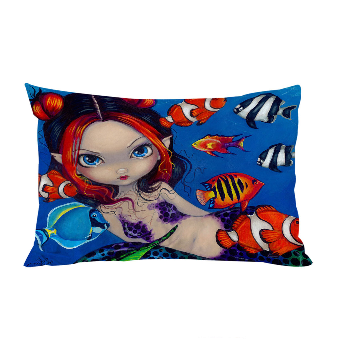 Lovely Fantasy Creature Mermaid with Tropical Fish Custom Pillow Cases