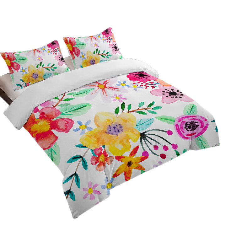 Lovely Modest Painting Colorful Flowers Duvet Covers