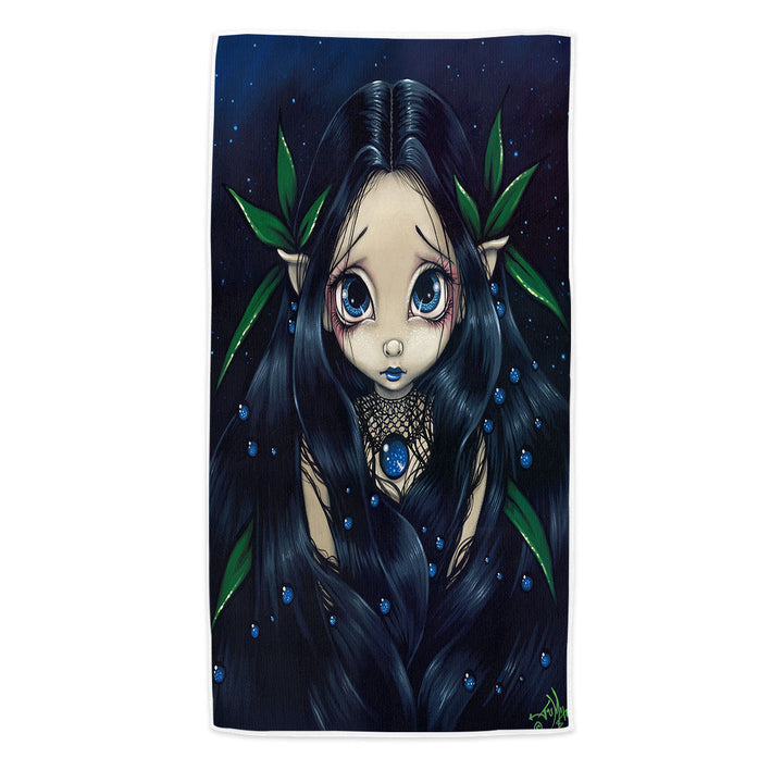 Lovely Pool Towels is the Night Dark Raven Hair Elf Fairy