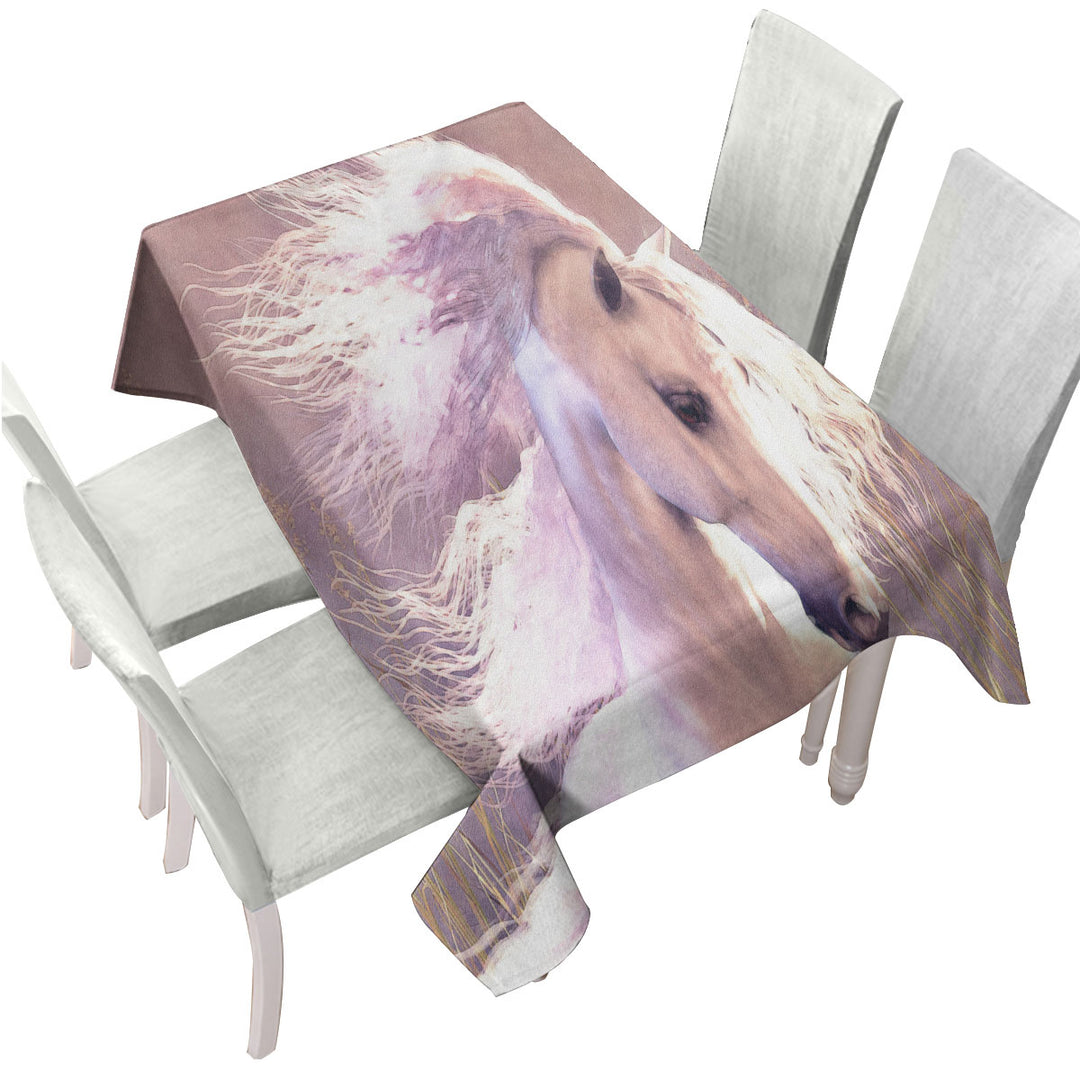 Lovely White Horse Tablecloths