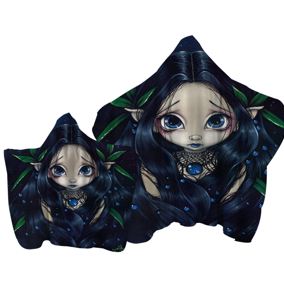 Lovely is the Night Dark Raven Hair Elf Fairy Towel Hoodie