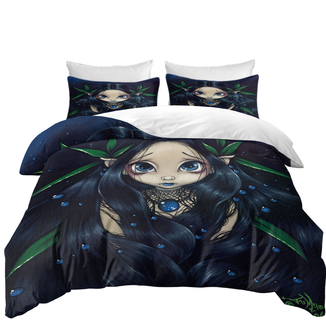 Lovely is the Night Dark Raven Hair Elf Fairy Twin Duvet Covers