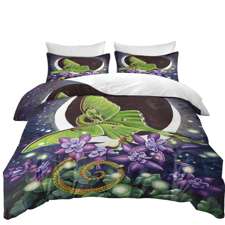 Luna Lights Dragon Flowers and the Moon full Size Duvet Cover