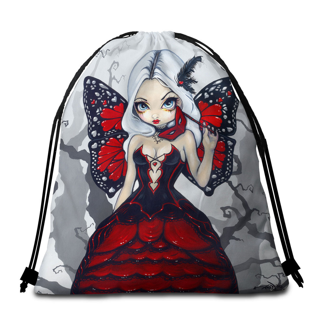 Luxurious Red Ball Gown Fairy Valentine Masquerade Beach Towel for Travel