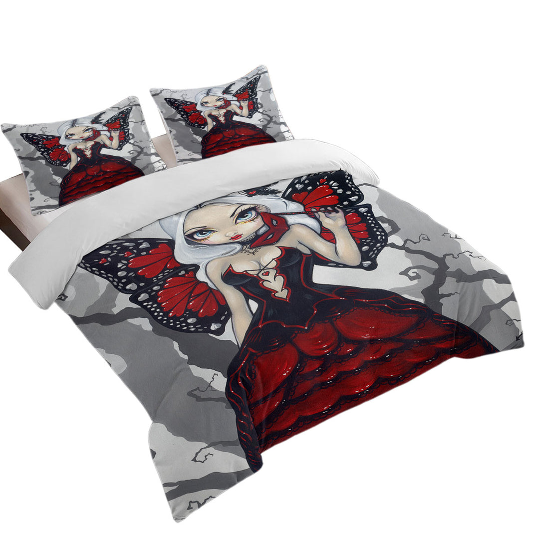 Luxurious Red Ball Gown Fairy Valentine Masquerade California King Duvet Cover