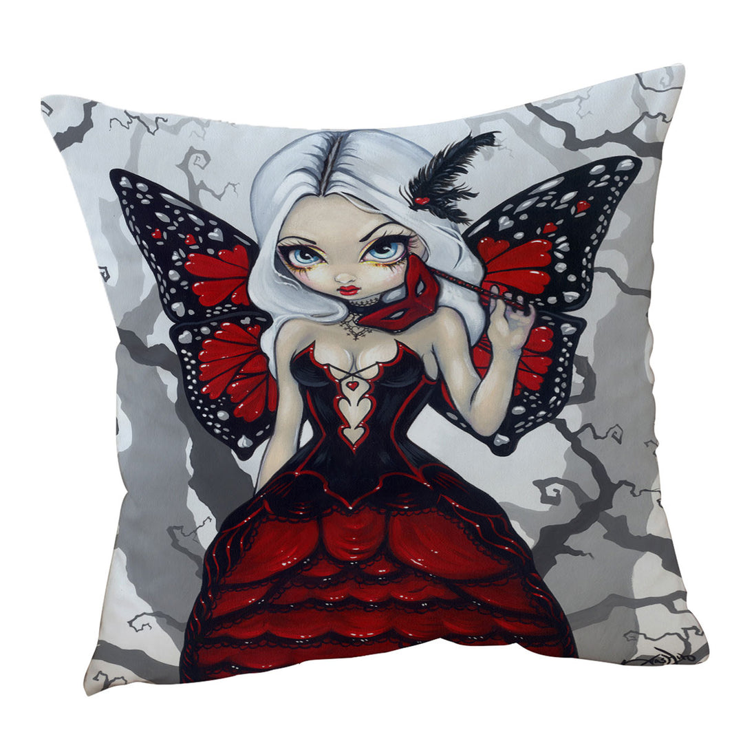 Luxurious Red Ball Gown Fairy Valentine Masquerade Cushion Cover