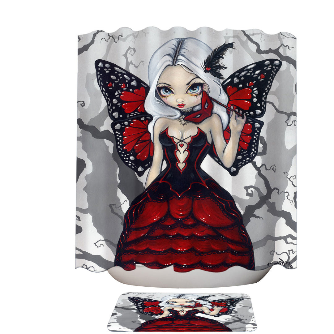 Luxurious Red Ball Gown Fairy Valentine Masquerade Shower Curtain