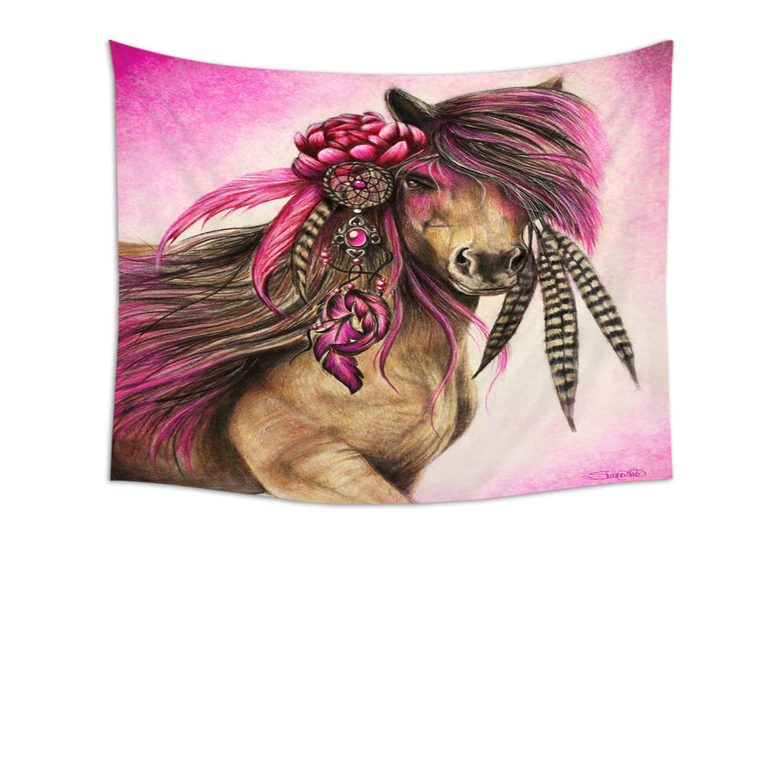 Magenta Warrior Native American Horse Wall Decor for Girls