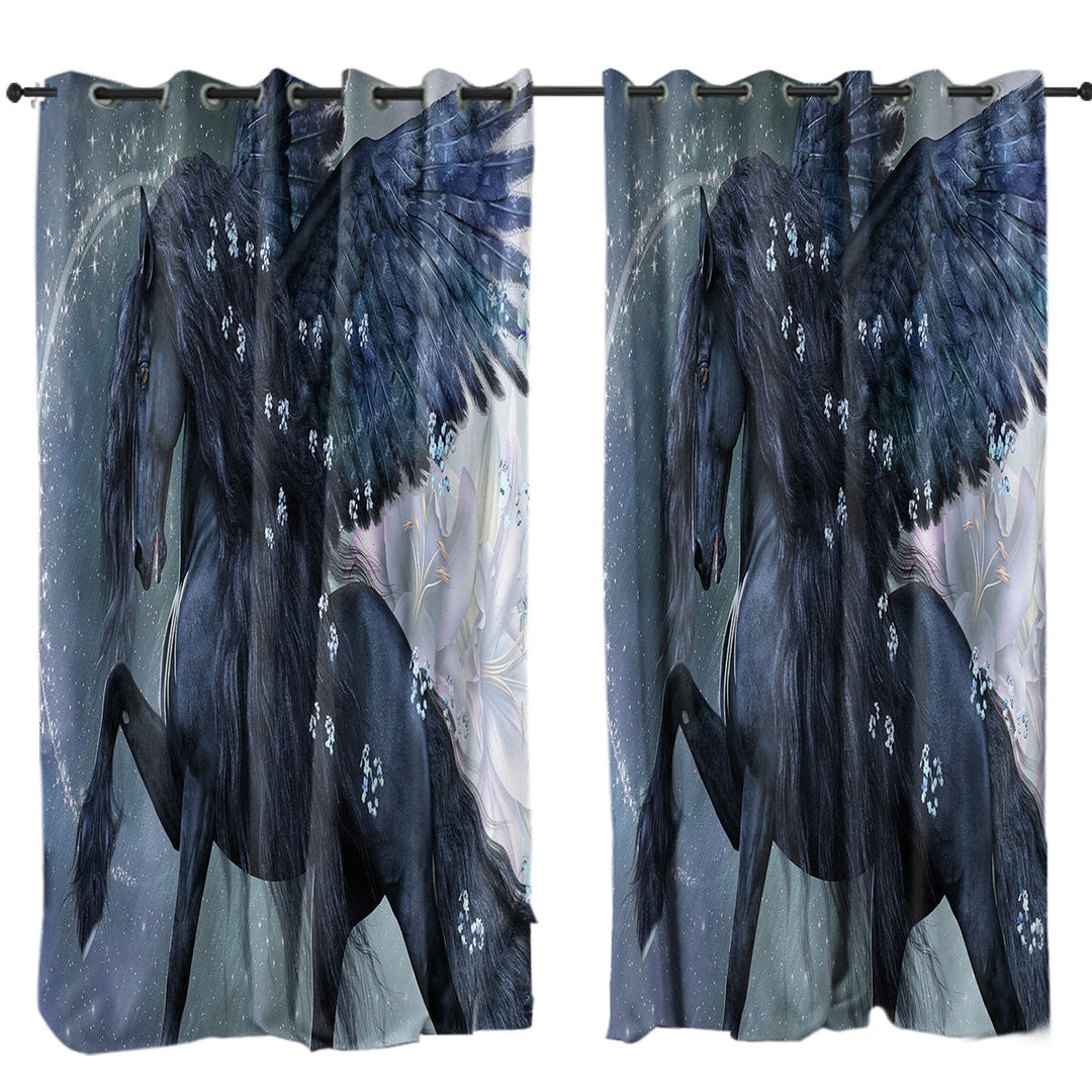 Magical Angel Horse the Herald of Spring Window Curtains