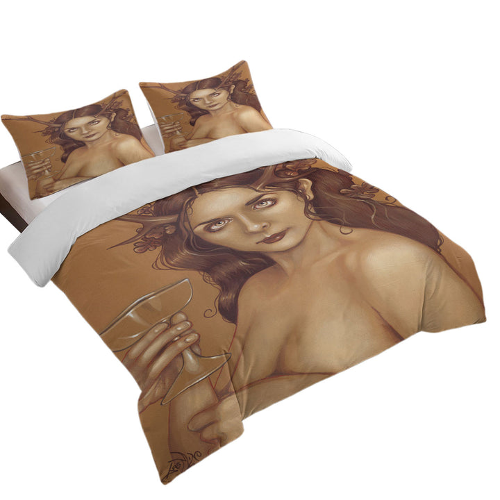 Magical Chalice Antlers and Oak Leaves Woman Queen Size Duvet Cover