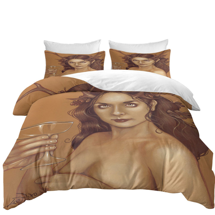 Magical Chalice Antlers and Oak Leaves Woman Twin Duvet Covers