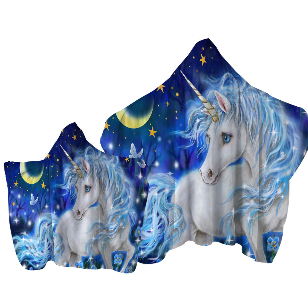 Magical Fantasy Designs Blue Night Unicorn Towel Hoodie