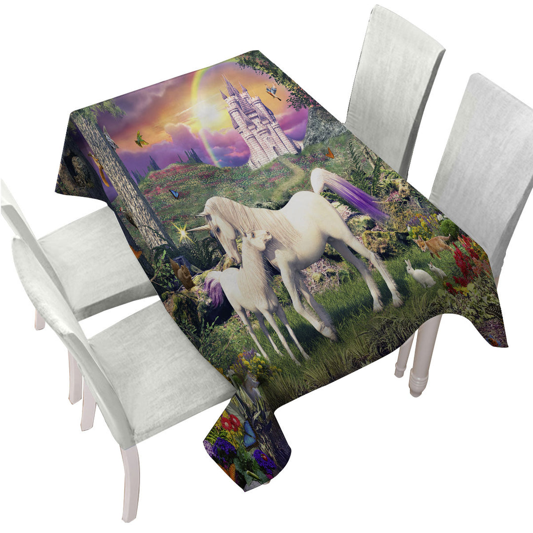 Magical Forest the Sanctuary of the Unicorns Tablecloth