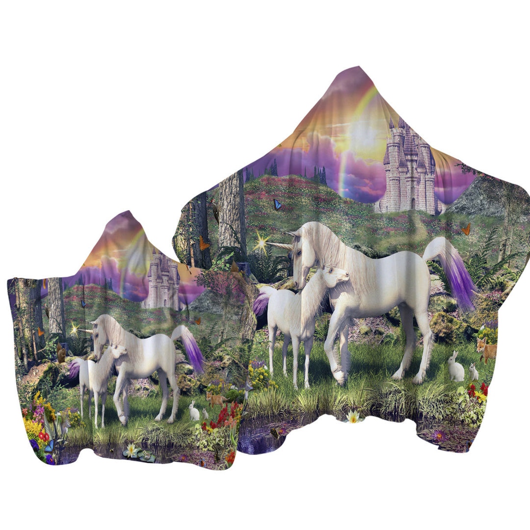 Magical Forest the Sanctuary of the Unicorns Towel with Hood