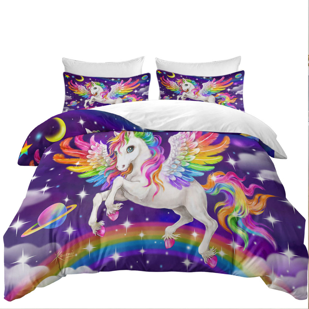 Magical Galaxy Space Colorful Rainbow Pegasus Best Duvet Covers