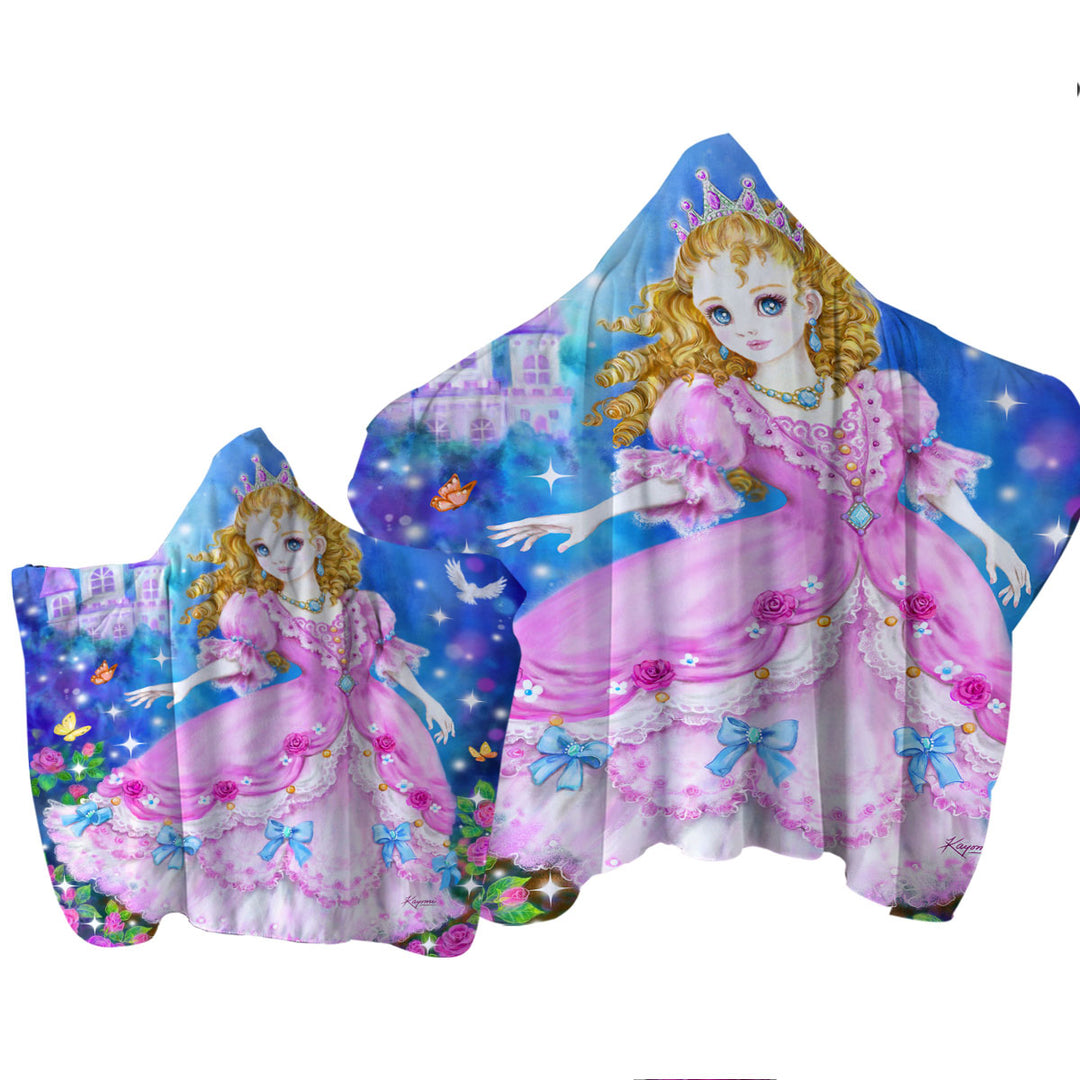 Magical Girly Design Fairy Tale Pink Princess Towel with Hood