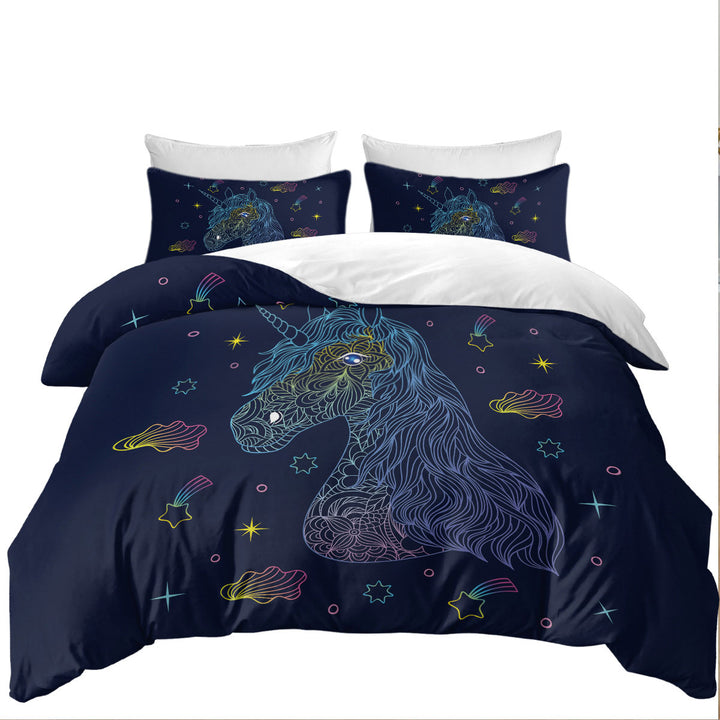 Magical Skies and Unicorn Drawing Quilt Cover