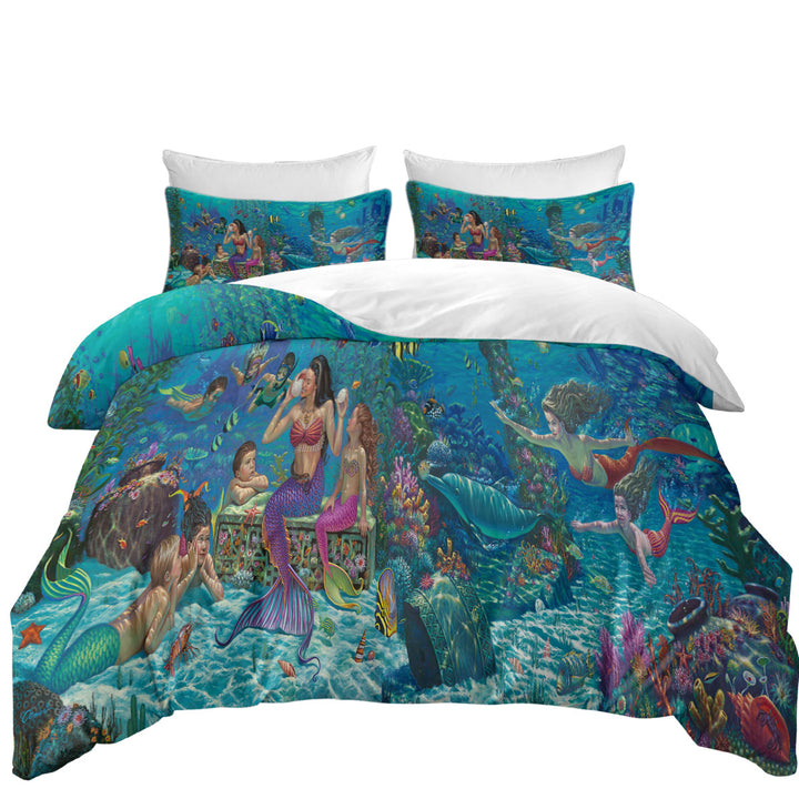 Magical Underwater Art the Mermaids World Coverlet