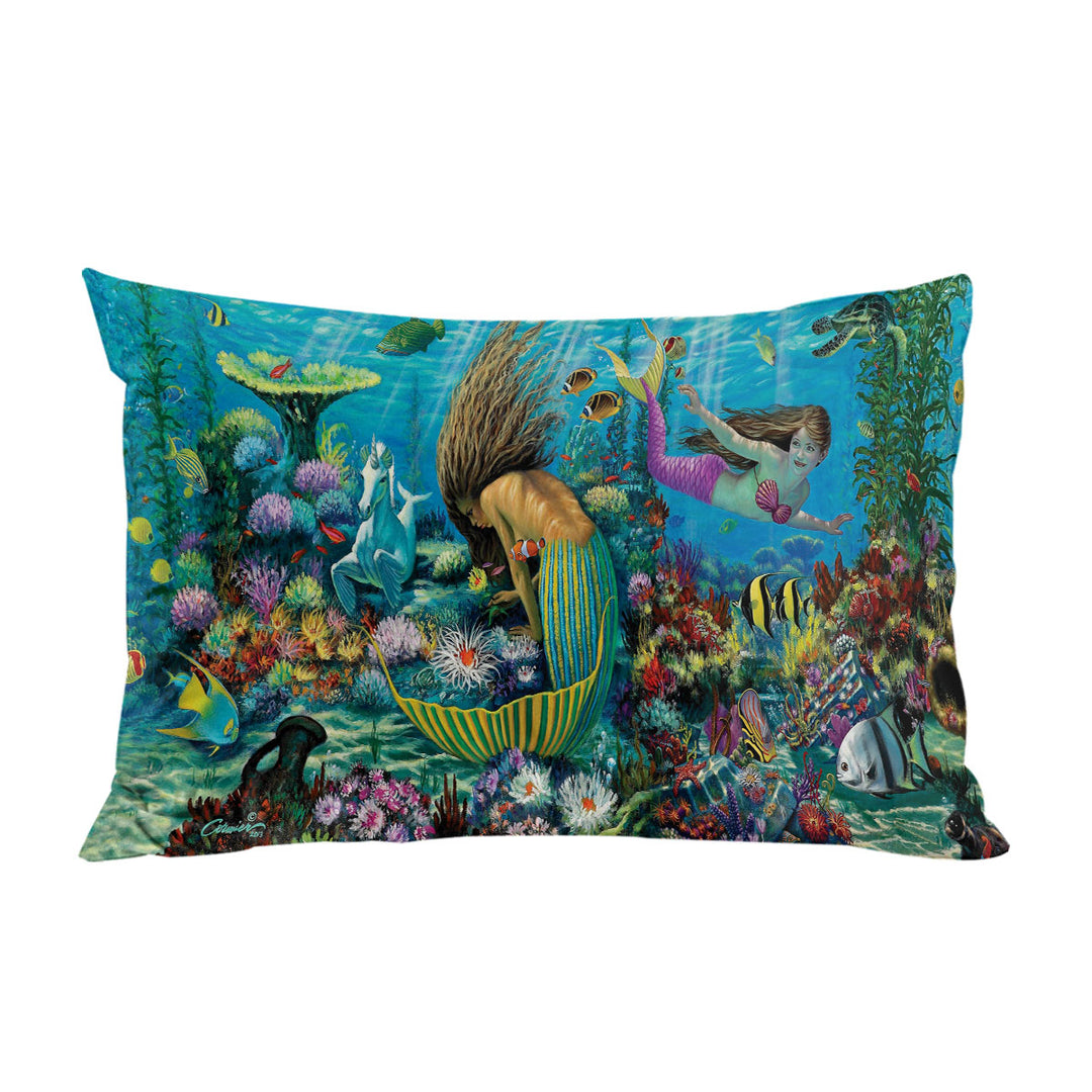 Magical Underwater Corals in the Mermaids World Pillow Cases