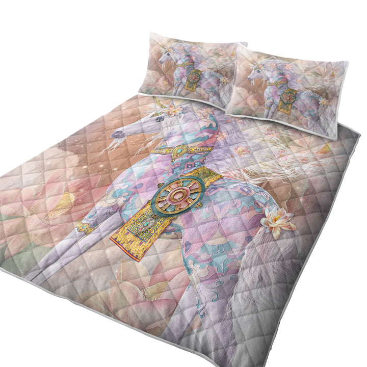 Magical Unicorn Art Pinkish Lotus Blossom Coverlets