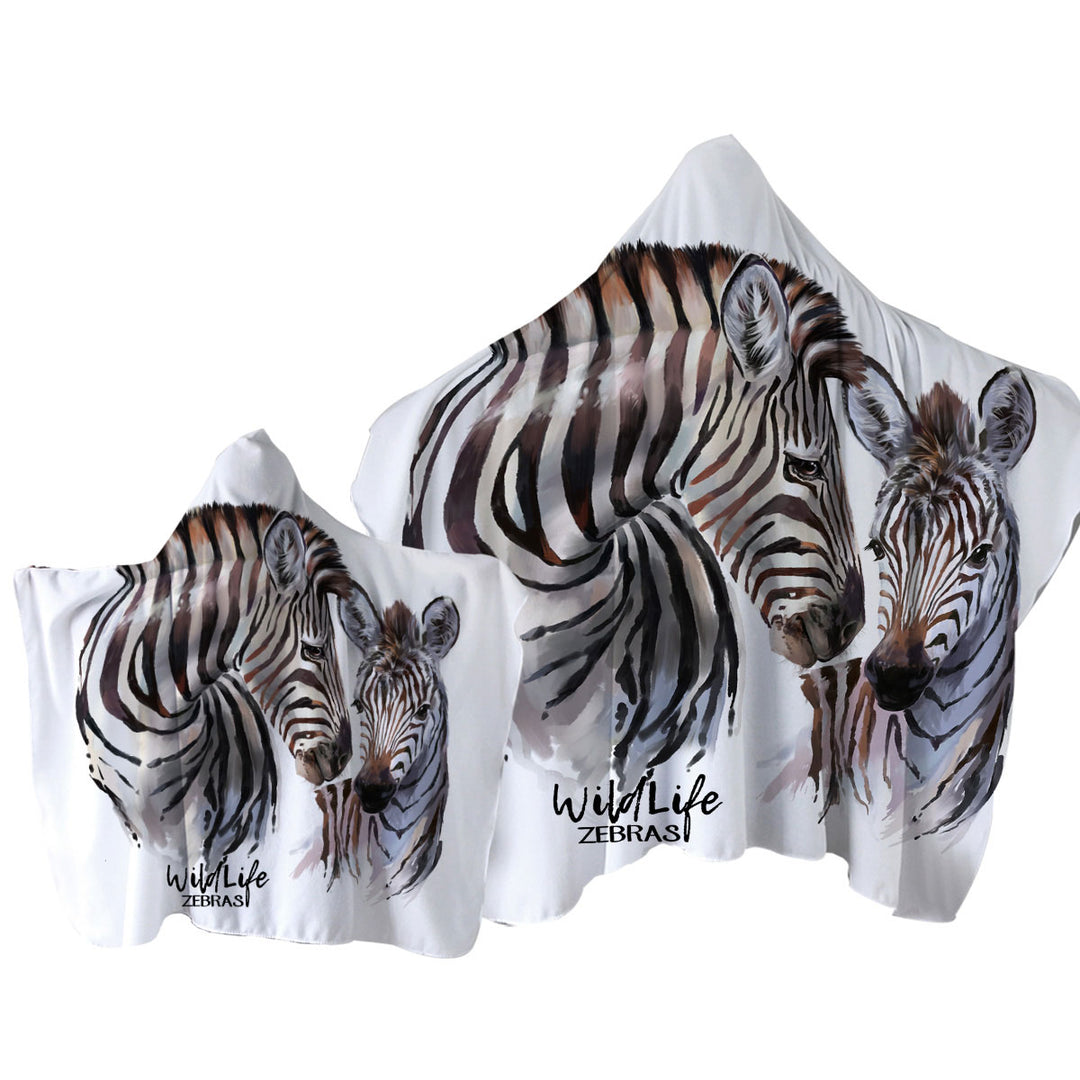 Magnificent Wildlife Art Zebras Towel Hoodie