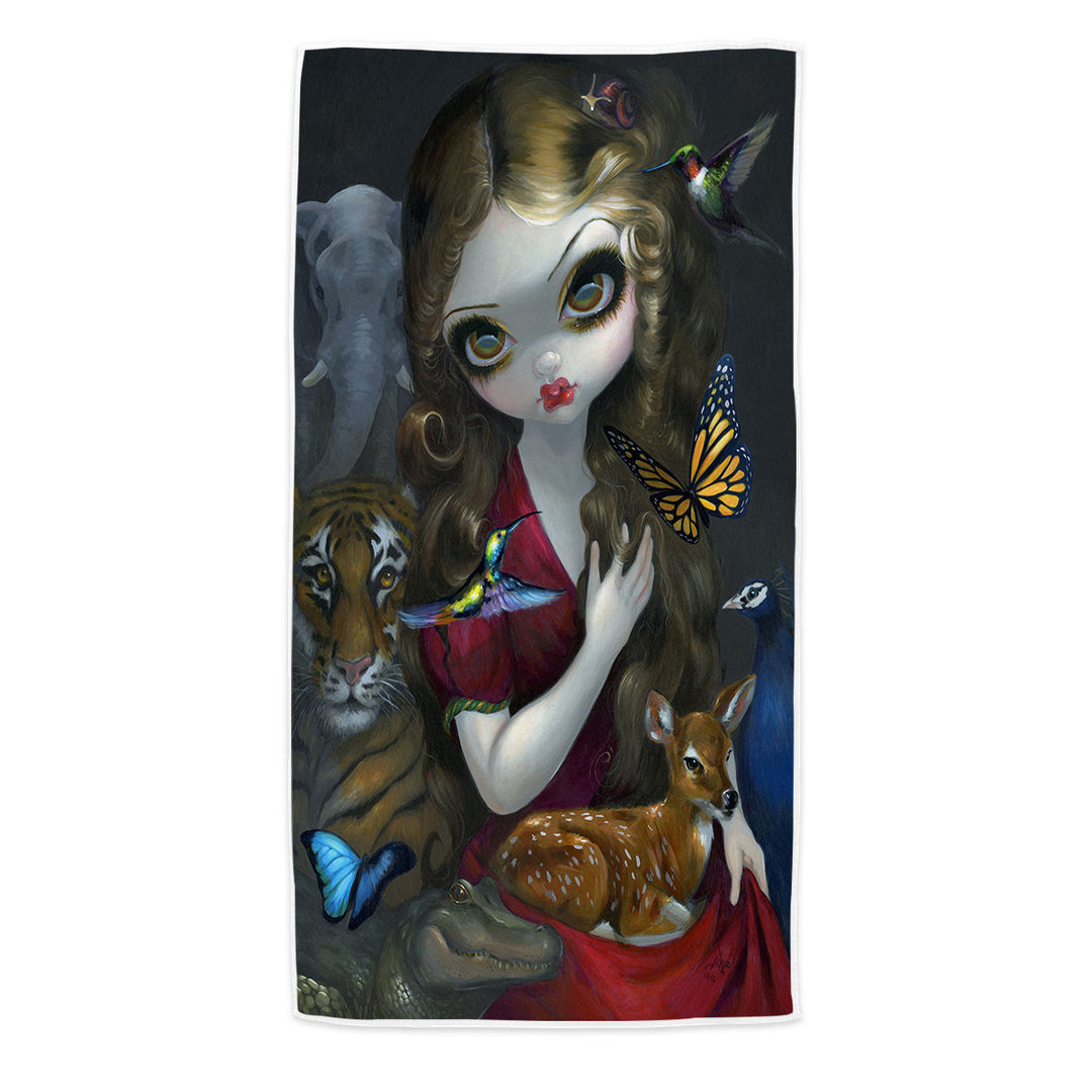 Maiden Fauna the Goddess of Animals Beach Towels