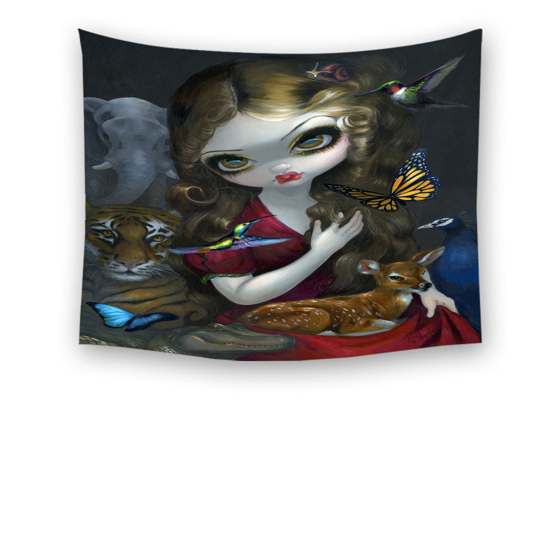 Maiden Fauna the Goddess of Animals Hanging Fabric on Wall