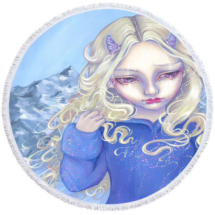 Maiden Fiona Unicorn Horns Ice Girl Round Beach Towel