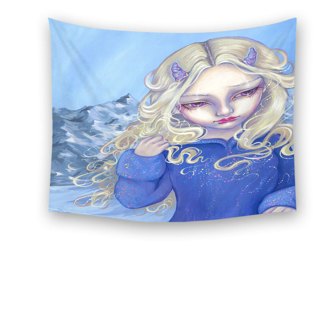 Maiden Fiona Unicorn Horns Ice Girl Tapestry