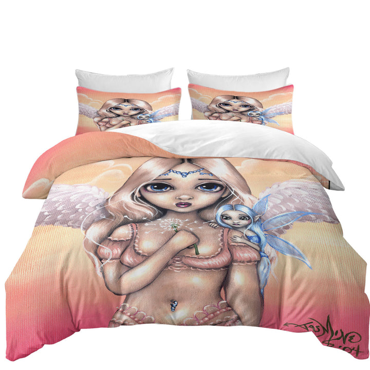 Making a Wish Angelic Fairy and her Pixie Friend Duvet Cover